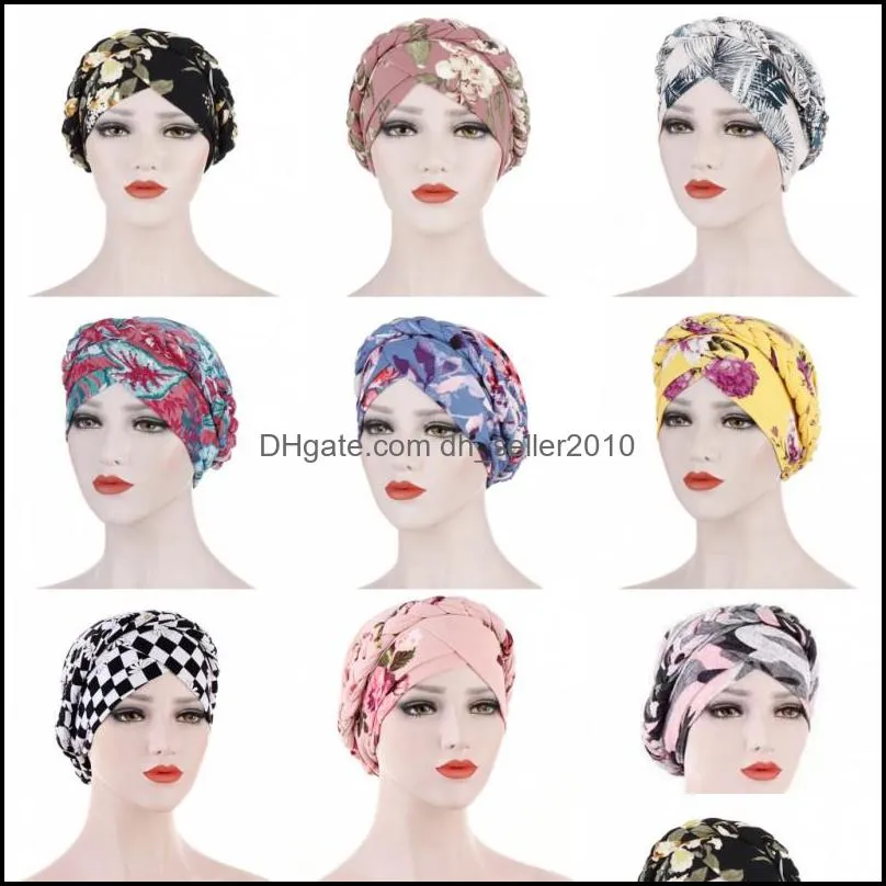 bohemia print muslim turban scarf for women islamic inner hijab caps Arab wrap head scarves femme musulman turbante mujer