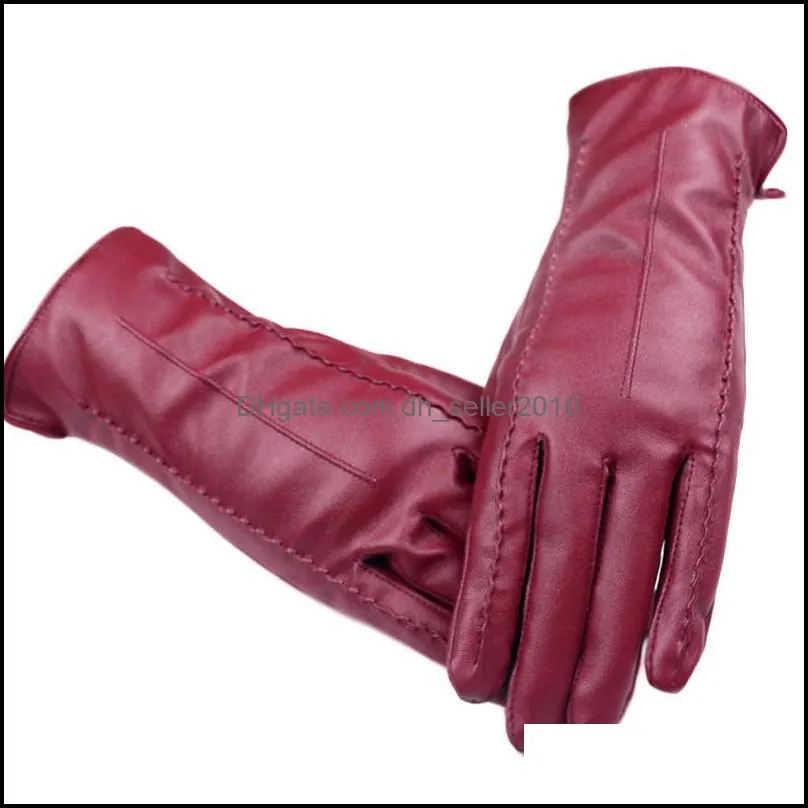 1 Pairs Leather Gloves Driving Gloves Touch Screen Windproof Waterproof Synthetic Women Solid Color Full Fingers