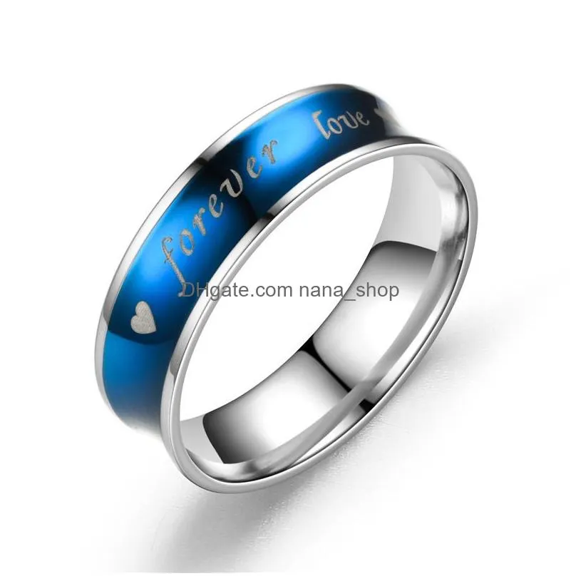 Fashion 4mm 6mm Stainless Steel Rings High Polished Foever Love Band Ring Finger Rings Men Womens Couple Jewelry