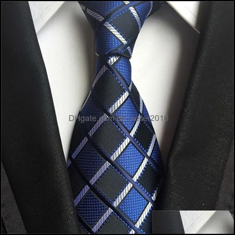 Classic Mens sets 51 Design 100% Silk Neck Ties hanky cufflink 8cm Plaid & Striped Ties Men Formal Business Wedding Party Gravatas 252