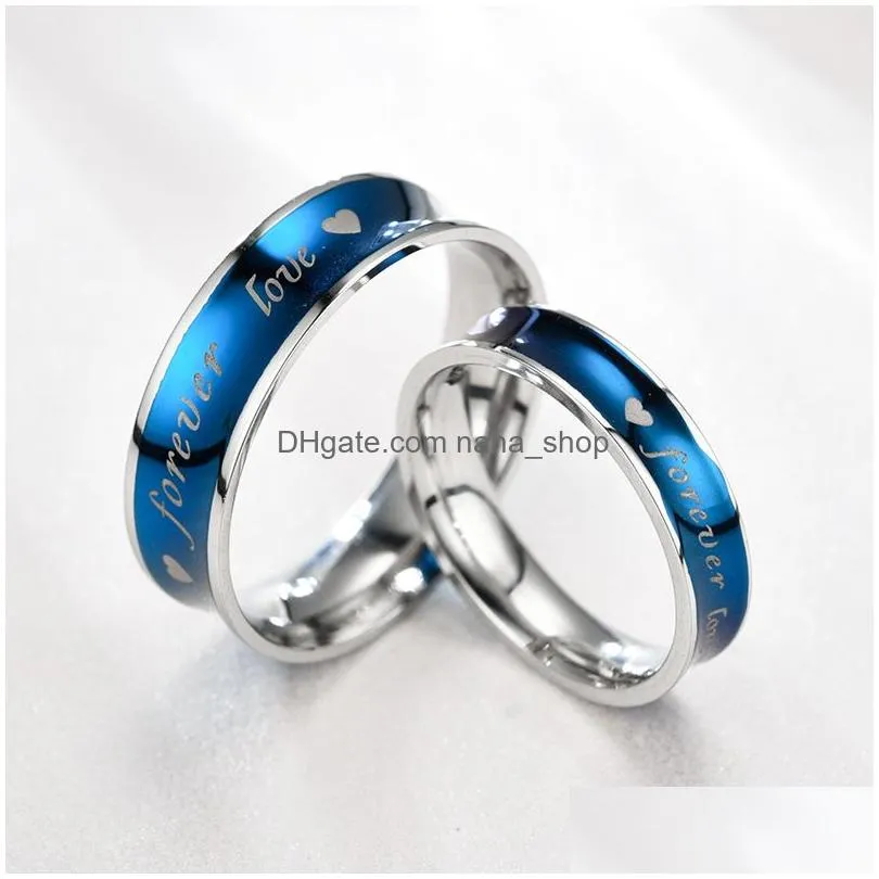 Fashion 4mm 6mm Stainless Steel Rings High Polished Foever Love Band Ring Finger Rings Men Womens Couple Jewelry
