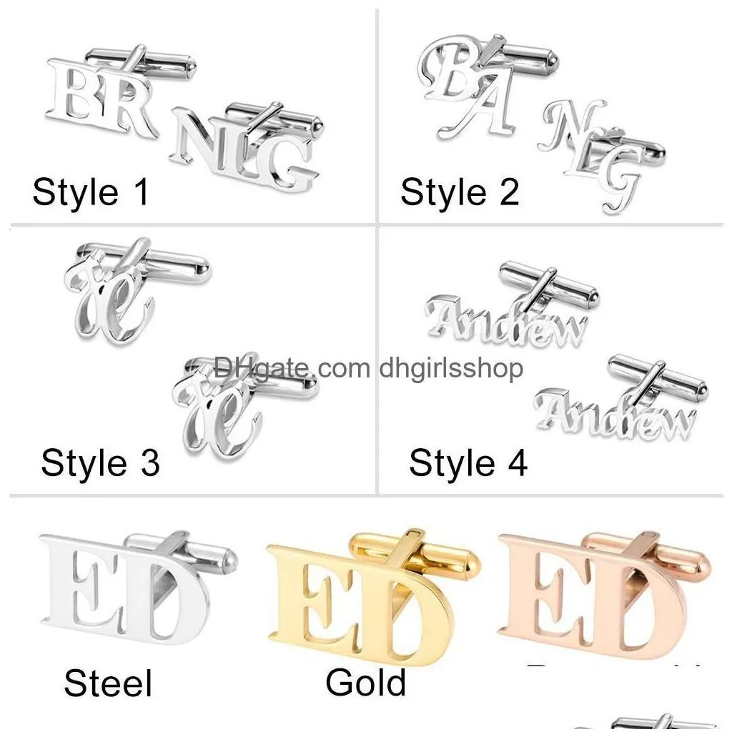 cuff links custom engraved name initials buttons mens gifts personalized shirt letter cufflinks cufflink man accessories dro dhcsb