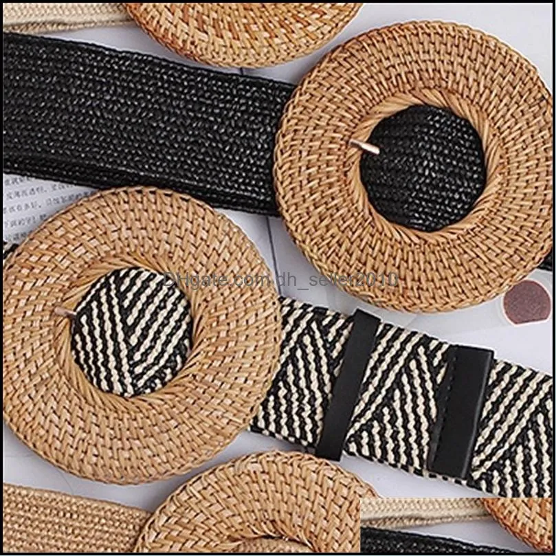 Wide Round Weaving Buckle Waistband Women New Elastic Knitted Braided Waist belts Strap Bohemian Style Dress Belt Ceinture