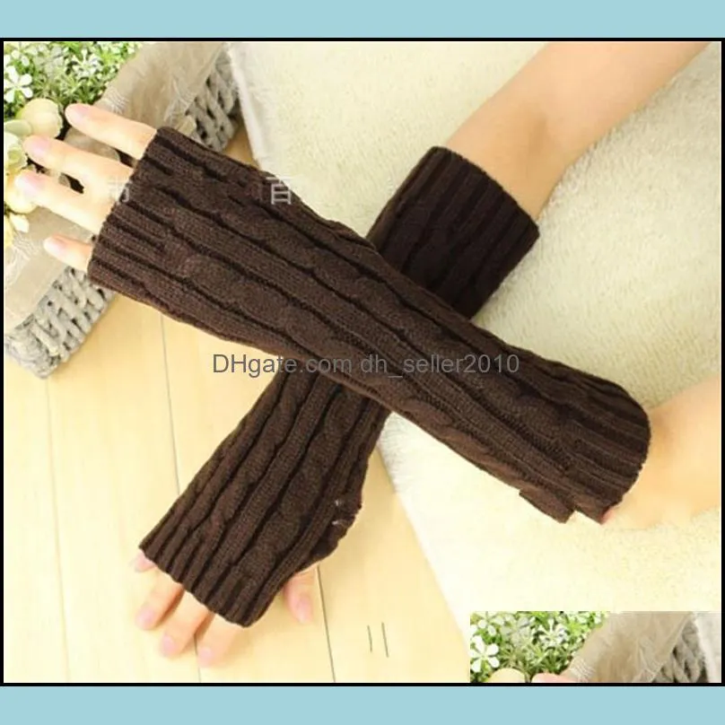 Knitting Glove Half Finger Hemp Flowers Fashion Wool Arm Cover Keep Warm Long Plaid Gauntlet Woman Man Gloves Winter 4 2mx K2