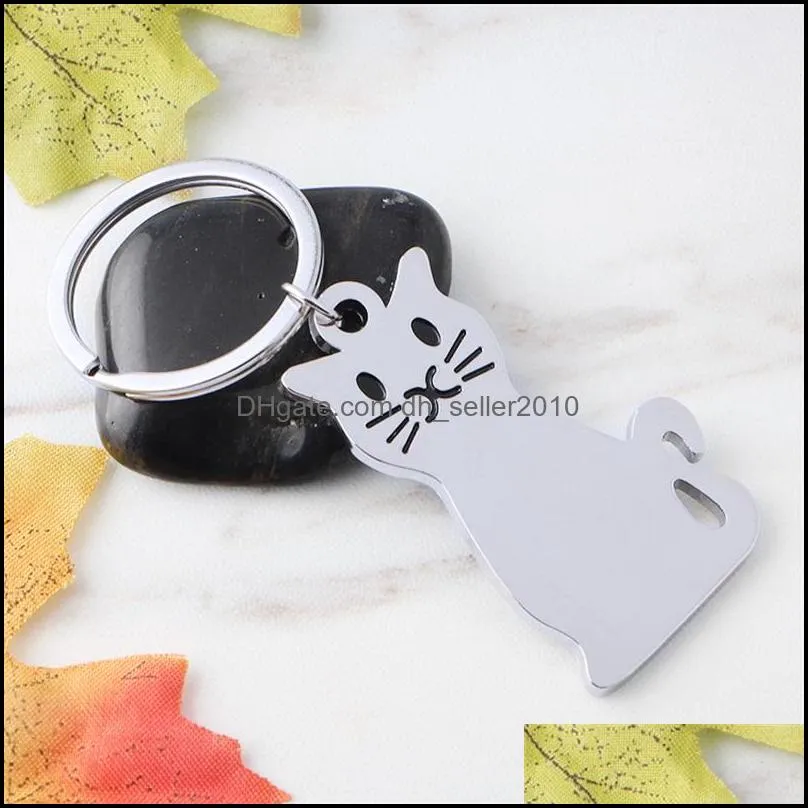 Fashion Silver Plated Creative Model Cat Keychain Popular Versatile Metal Key Ring Key Chain