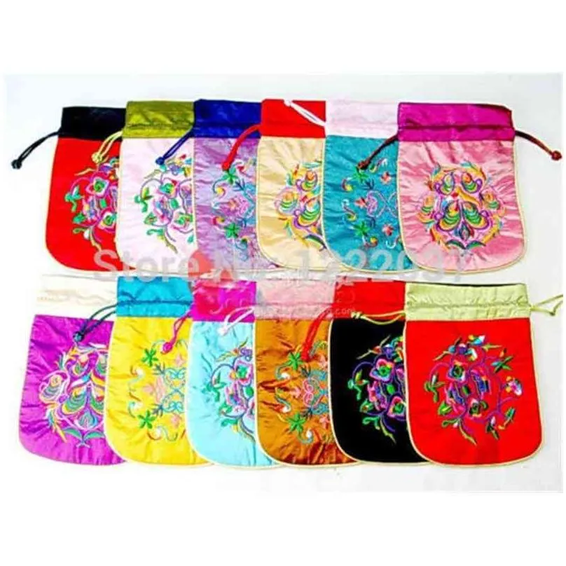 whole 10pcs chinese embroidered silk jewellery pouch coin purses packaging bags