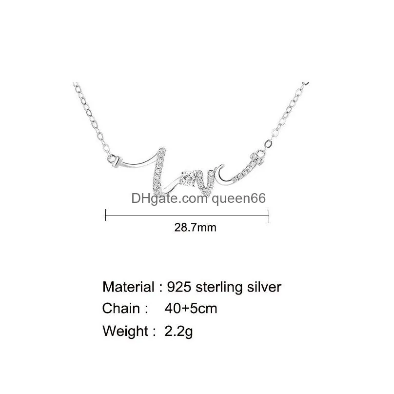 Personalized Love Necklace 925 Sterling silver Zircon Letter Jewelry for Women