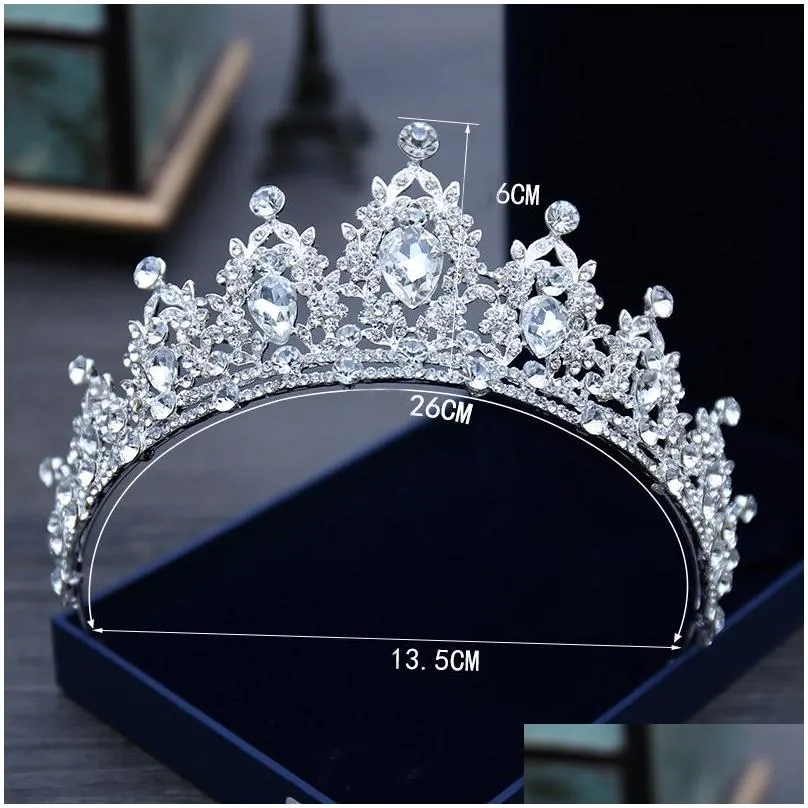 Wedding Headpieces Tiara Crystal Bridal Tiara Crown Silver Color Diadem Veil Accessories Head Jewelry