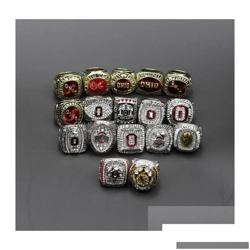 cluster rings 17pcs ohio state buckeyes national champion championship ring set solid men fan brithday gift wholesale drop d dhrij