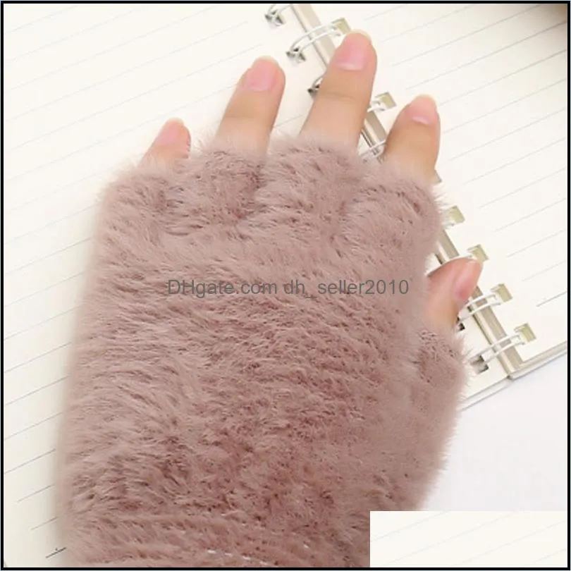 Fashion Lady Fingerless Glove Pure Color Autumn Winter Stay Warm Half Finger Mitt Thickening Anti Cold Womens Expose Fingers Gloves 7 8js