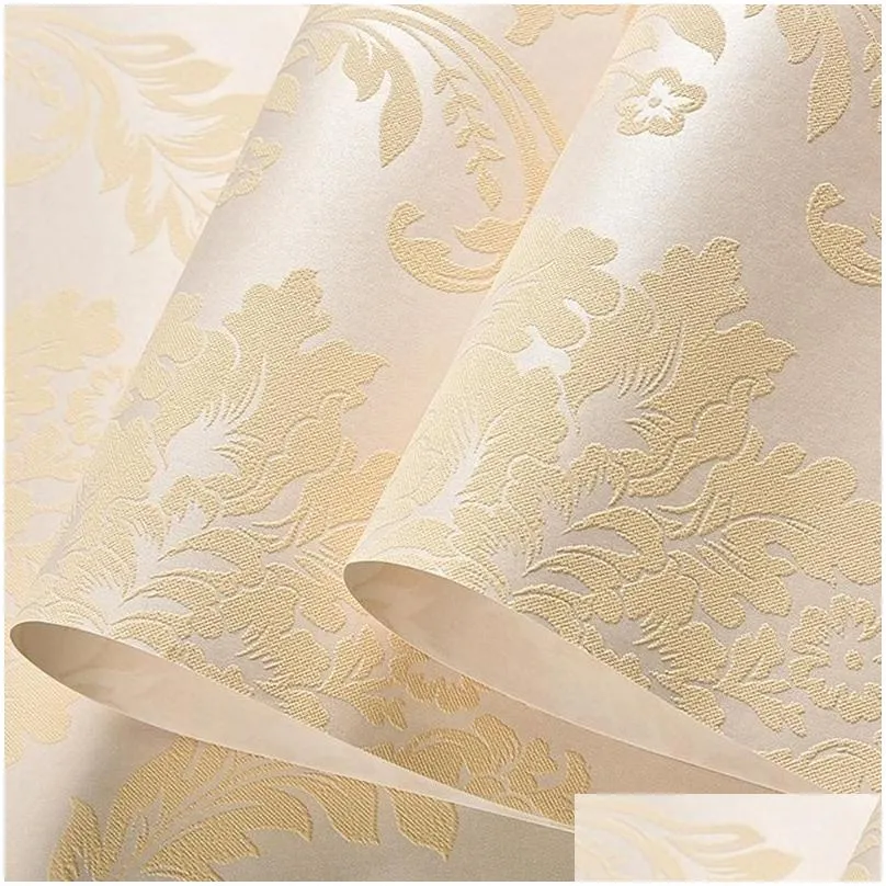 wallpapers luxury blue damask 3d stereoscopic embossed wallpaper non woven wall paper roll bedroom living room cover beige allcovering