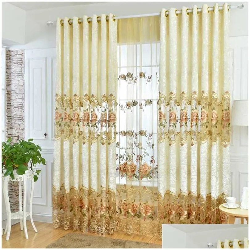 European luxury top embroidered Velvet window Curtains for Living Room high-end custom classic villa flat Curtain for Bedroom1