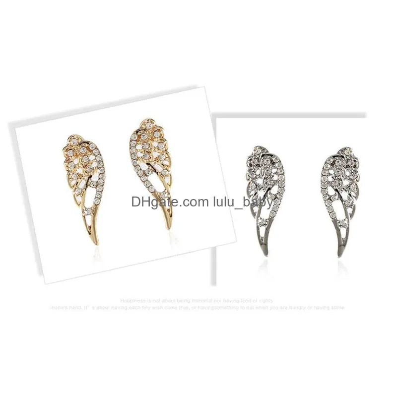 fashion earrings womens rhinestone stud luxury diamond angle wings earring jewelry wedding party gifts ie052801