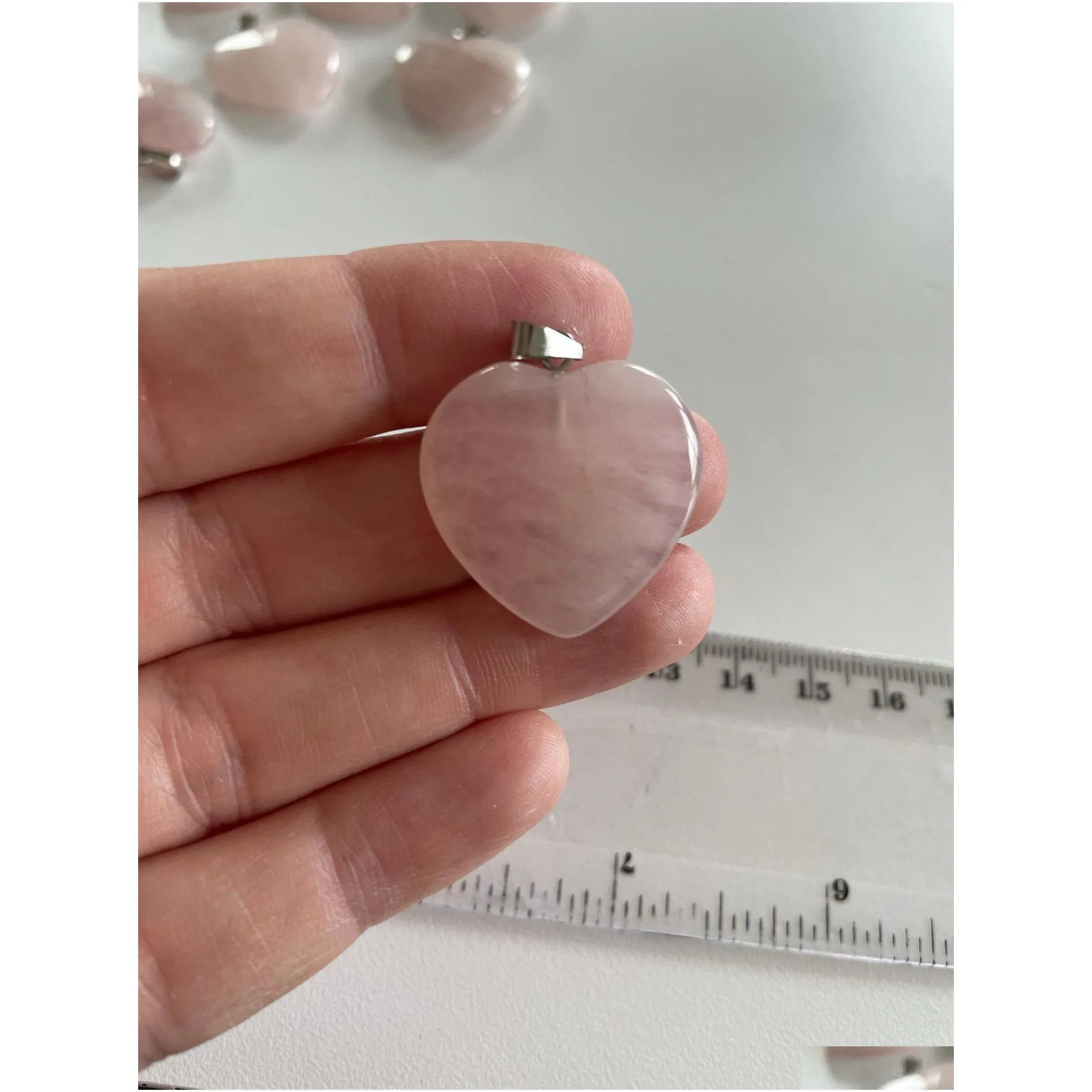 rose quartz heart natural stone charms chakra healing pendant diy necklace earrings jewelry making