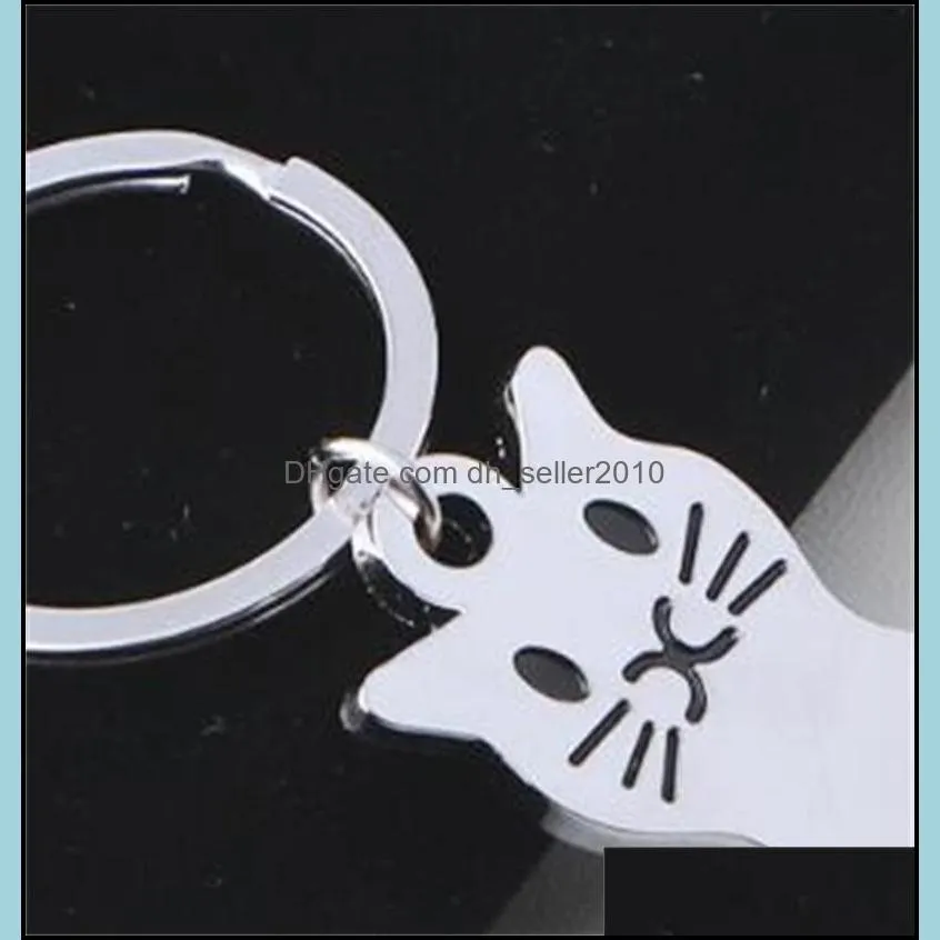 Fashion Silver Plated Creative Model Cat Keychain Popular Versatile Metal Key Ring Key Chain