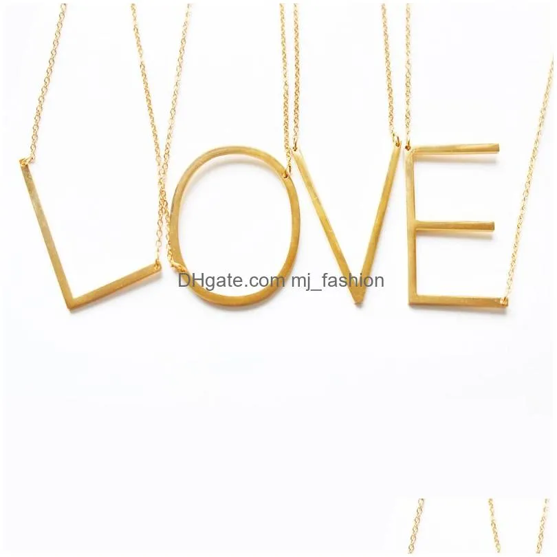 Hot Selling Womens Silver Gold 26 Letters Statement Personalized Alphabet Name Pendant Necklace Jewelry
