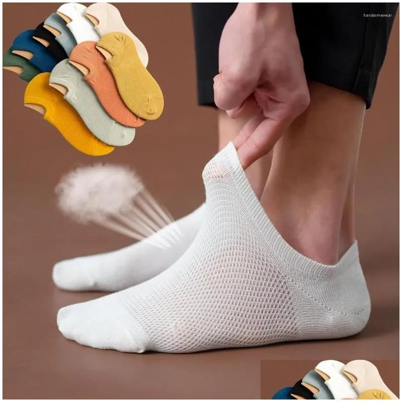 10 pairs mens no show socks mesh low cut ankle sock casual invisible cotton non-slip durable socks men size 6-11