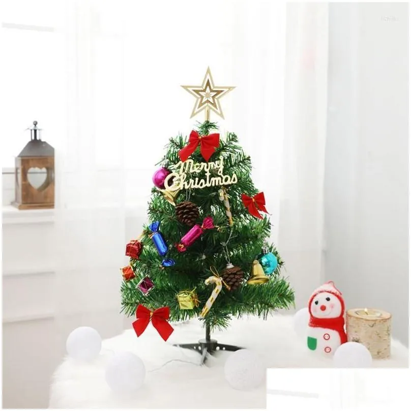 christmas decorations 20 in/50cm mini tree diy artificial small set with led lights and ornaments tabletop f