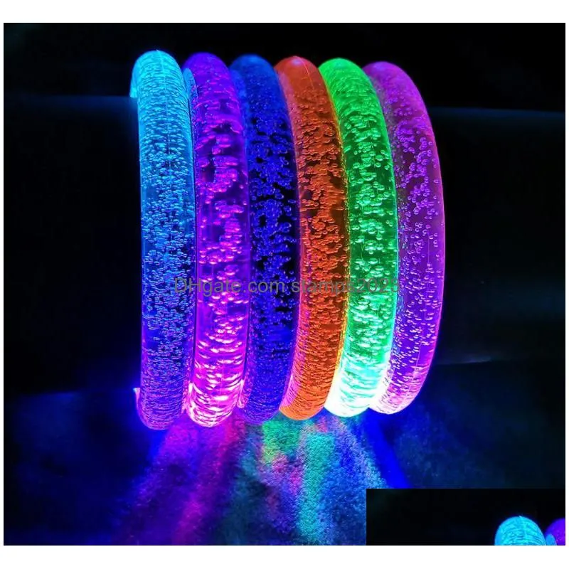 led glow sticks bracelets anklet light up party favors flashing bubble clear bangle birthday carnival wedding atmosphere supplies