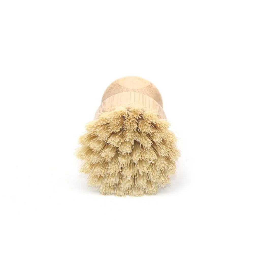 bamboo kitchen cleaning brush sisal palm phoebe bamboo short handle round dish brush for dishwashing dhs fast delivery