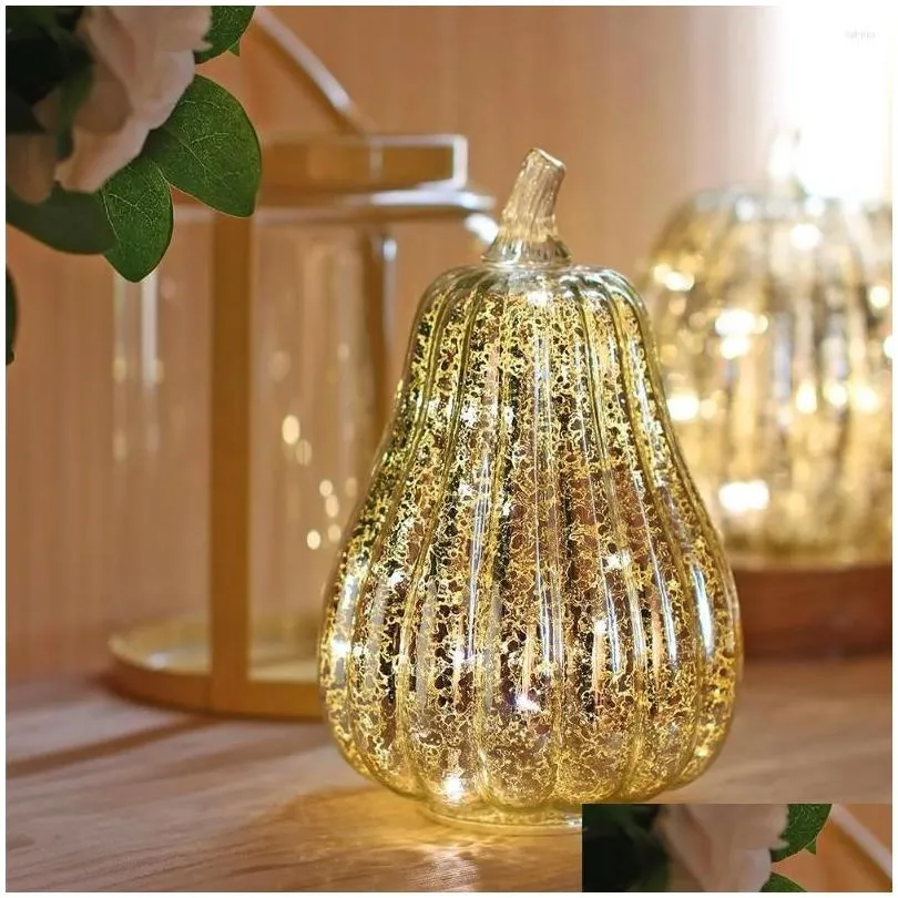 party decoration glass pumpkin light led glowing delicate halloween decorative lamp supplies for thanksgiving fall decorations