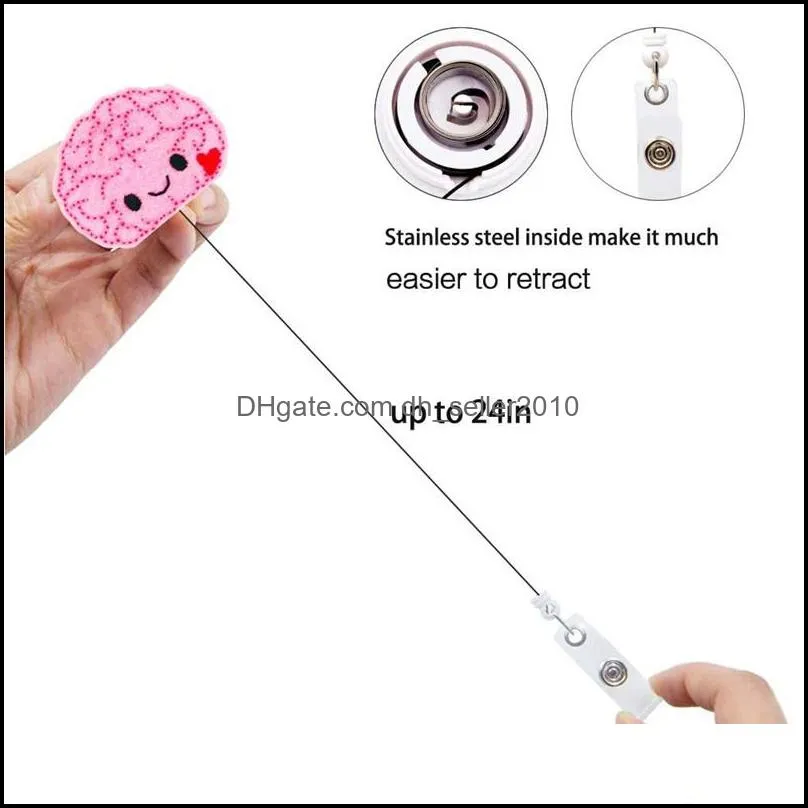 Doctors nurse Office Brain Badge Reel Retractable Pull Badge ID Lanyard Name Tag Card Badge Holder Key Ring Chain Clips 75 W2