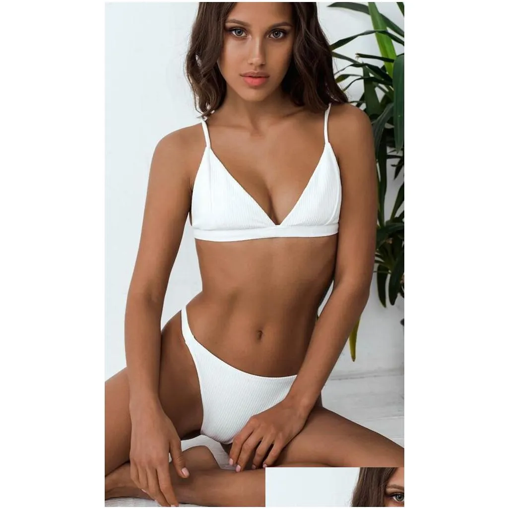MJ-59 Swimwear Women Sexy Push Up Bikini Beach Padded Straps Triangle Thong Swimsuit Female Brazilian Biquini