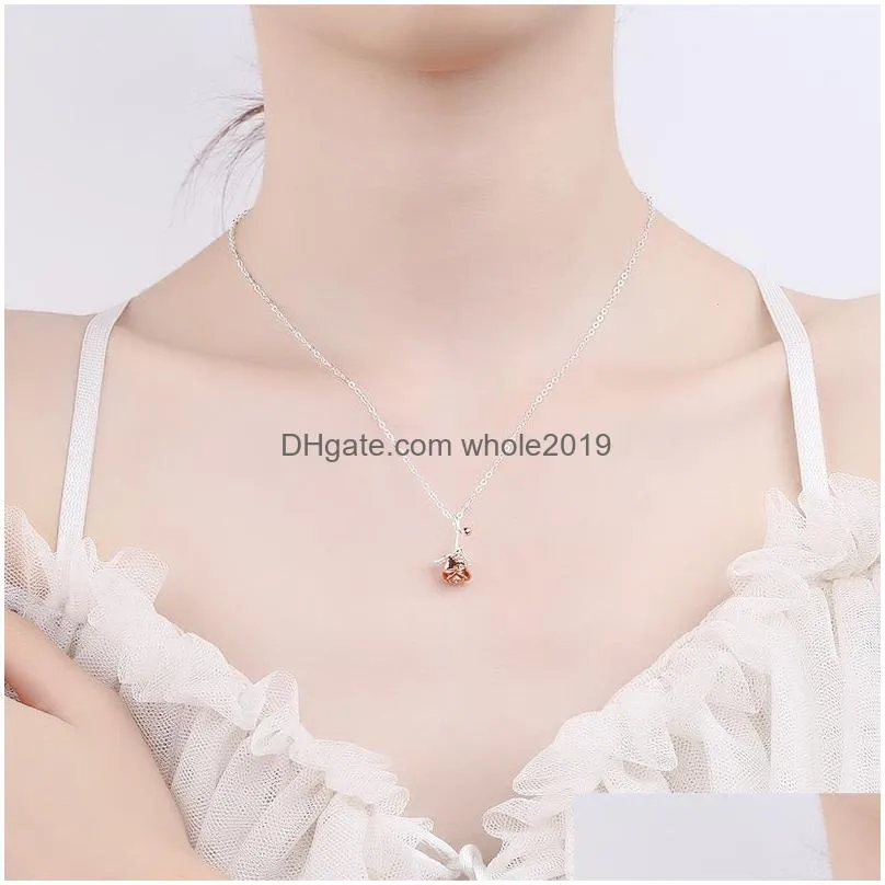 Romantic Red Rose Necklaces 2023 Trend 100% 925 Sterling Silver Two Tone Flower Pendant Jewelry valentines day gifts