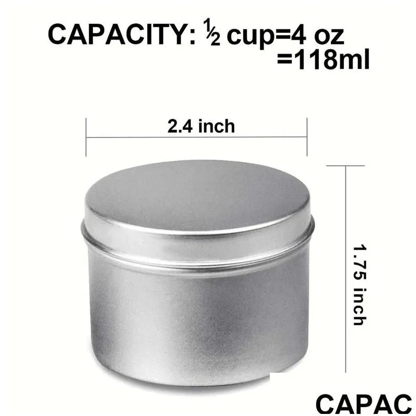 24 Pack Round Metal Tins Box Candle Tin Black Aluminum Jar Storage Empty Pot Plain Cream Cosmetic Container