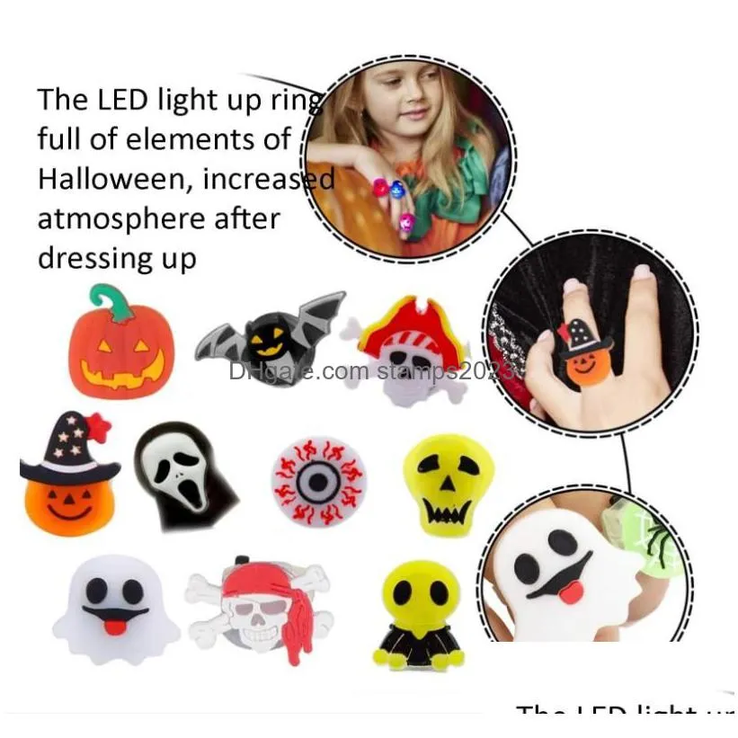 halloween light up ring treats party favors flash led glow rings in the dark party goodie bag fillers
