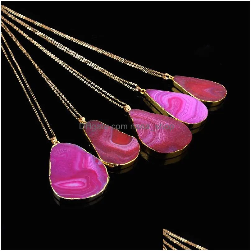 Fashion Luxcury Natural Crystal Quartz Healing Gemstone Necklace Original Natural Stone Style Pendant Necklaces Jewelry Chains