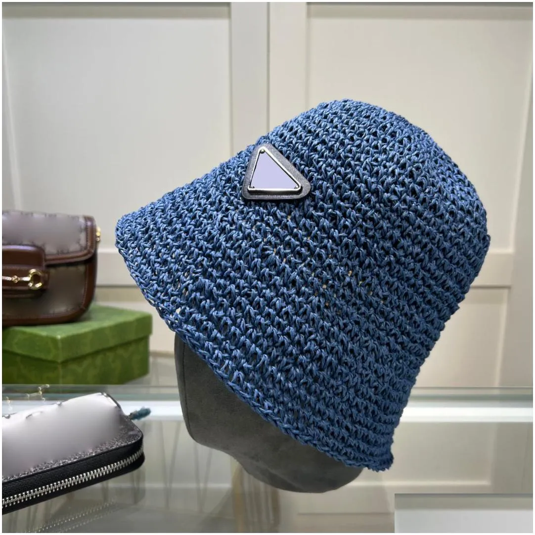 Fashion Brand Designer Bucket Hats Men and Women Summer Color Metal Triangle Cap Hat