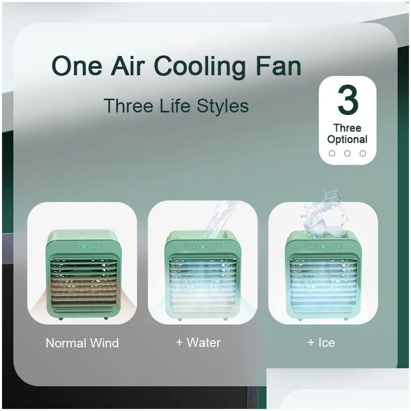 portable mini air conditioner desktop fan 5000mah usb rechargeable air cooler table cooling mist fan humidifier for office home 220719