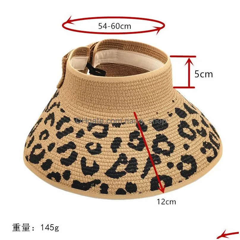 European and American Fashion Women Visors Messy Sun Hat Leopard Print Snapback Caps Foldable Casual Hats for Outdoor Sports Daily Party