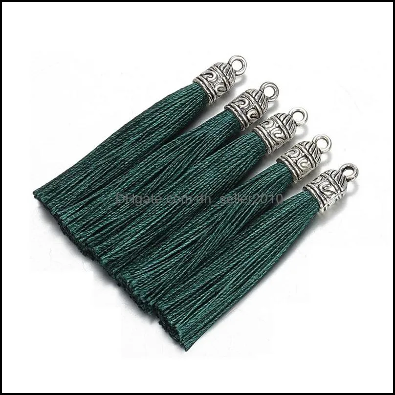 10pcs/lot 6cm Silk Tassel with Silver Caps Decorative Tassels Pendants DIY Earring Charm for Jewelry Making Hangling Accessories 1511