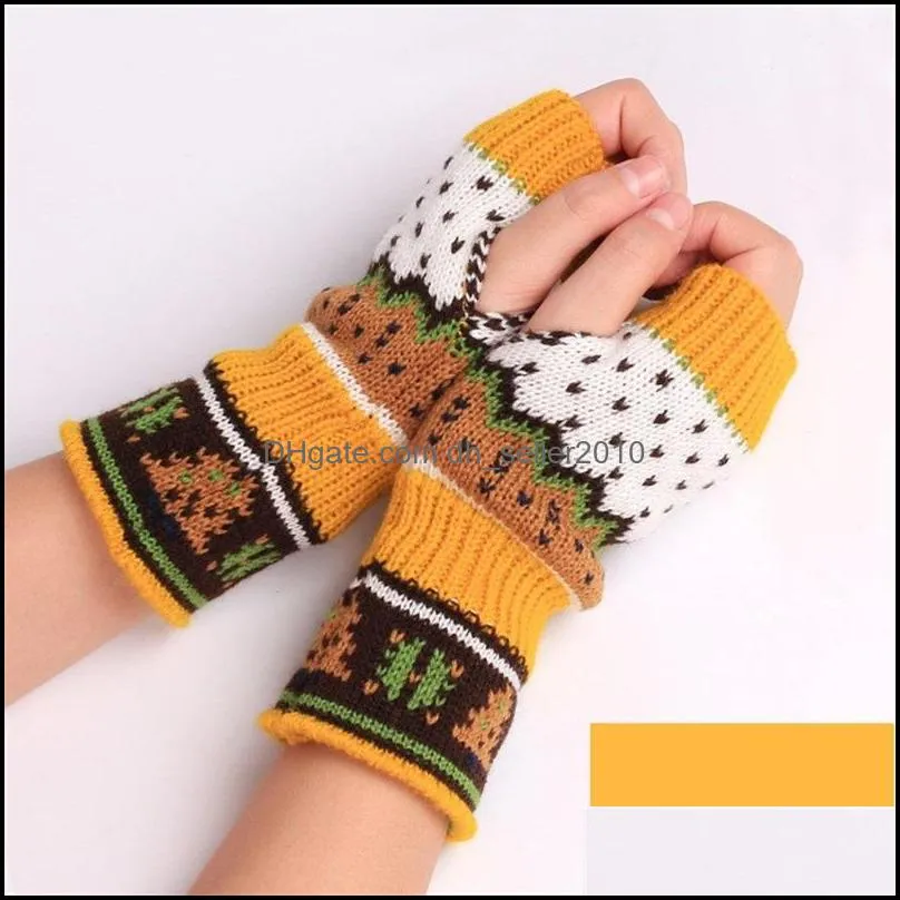 Christmas Tree Glove Thickening Wool Knitting Colour Fashion New Keep Warm Fingerless Woman Man Gloves Winter 4 3xqa K2