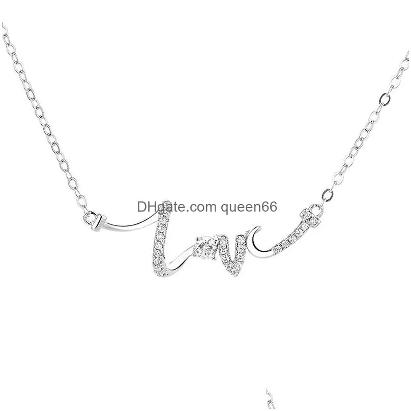 Personalized Love Necklace 925 Sterling silver Zircon Letter Jewelry for Women