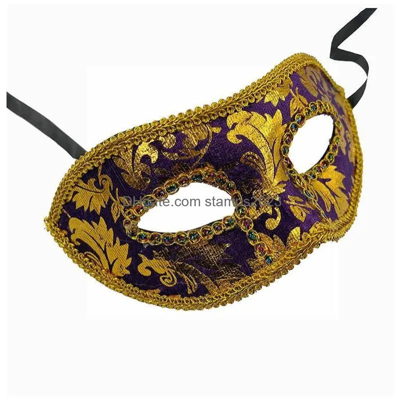 halloween masks shining gold print masquerade mardi gras half face ball eyemask party costume accessory christmas decor props for men