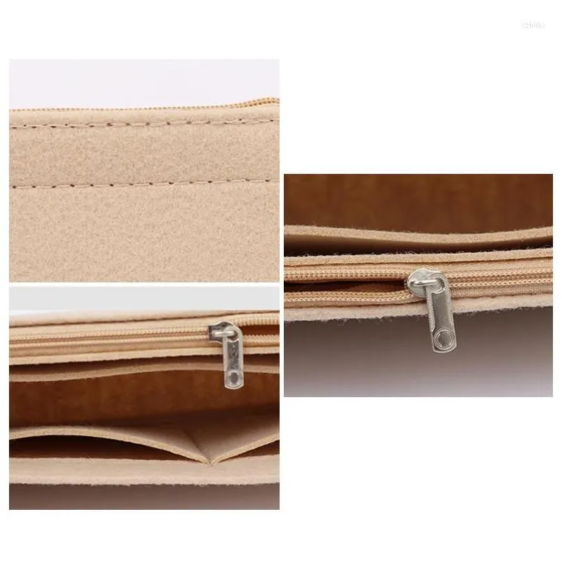 Storage Bags Make Up Organizer Felt Insert Bag Women Travel Inner Zipper Purse Handbag Liner Cosmetic Pocket