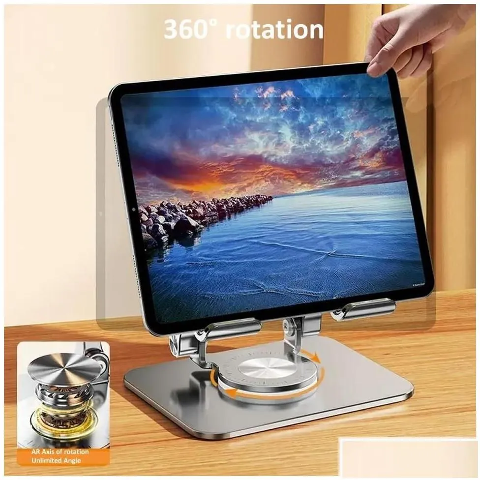 tablet pc stands outmix aluminum stand desk riser 360ﾰ rotation mtiangle height adjustable foldable holder dock for ipad drop delive