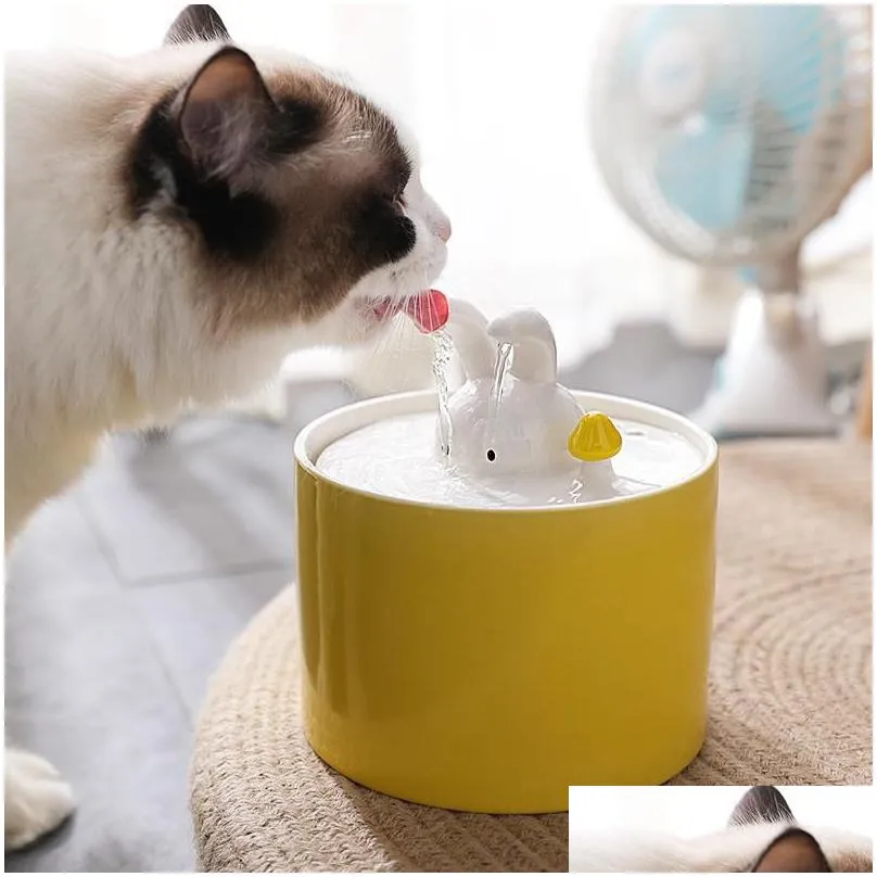 cat bowls feeders kimpets creative design automatic water fountain ceramics pet dispenser 5-layer filtration mute dogs drinking