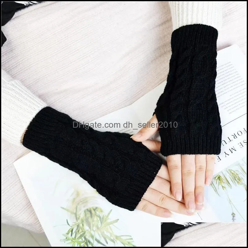 Half Finger Gloves Wool Hemp Flowers Knitting Fashion Keep Warm Riding Woman Man Comfortable Soft Solid Color Mittens Winter 3 2yf K2