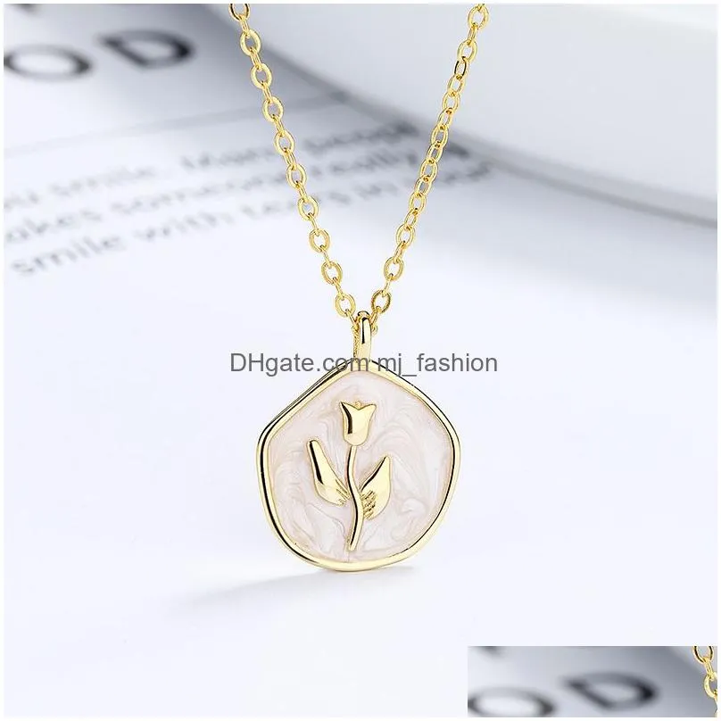 Floral Collection 100% 925 Sterling Silver Flower Pendant Necklace Women Jewelry Gift for Girlfriend