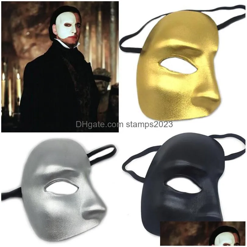half face mask phantom of the opera masks masquerade one eyed cosplay party diy creativity halloween costume props gold silver black