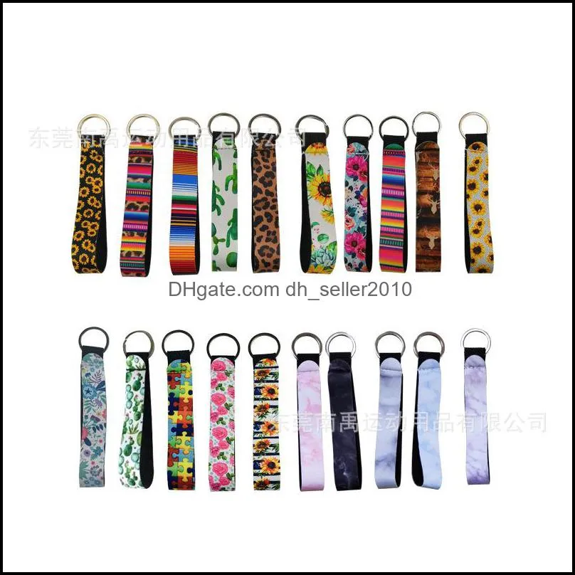 Neoprene Band Split Lanyard Serape Girls/Women Keychain Wristlet Prints Ring Key Holder Lanyard Hand Wrist Keychains Strap For Chai 548