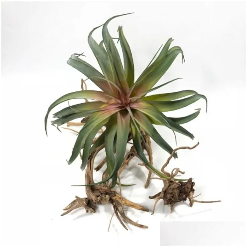 Large Artificial Air Pineapple Succulent Plant Tillandsia Plastic Green Leaf Home Shop Wedding Floral Decor Decorative Flowers &