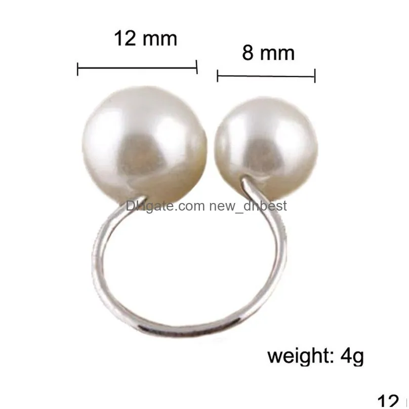 European and American luxury Adjustable Pearl ring With Side Stones 925 Silver Elegant Double Pearl ring for women girls