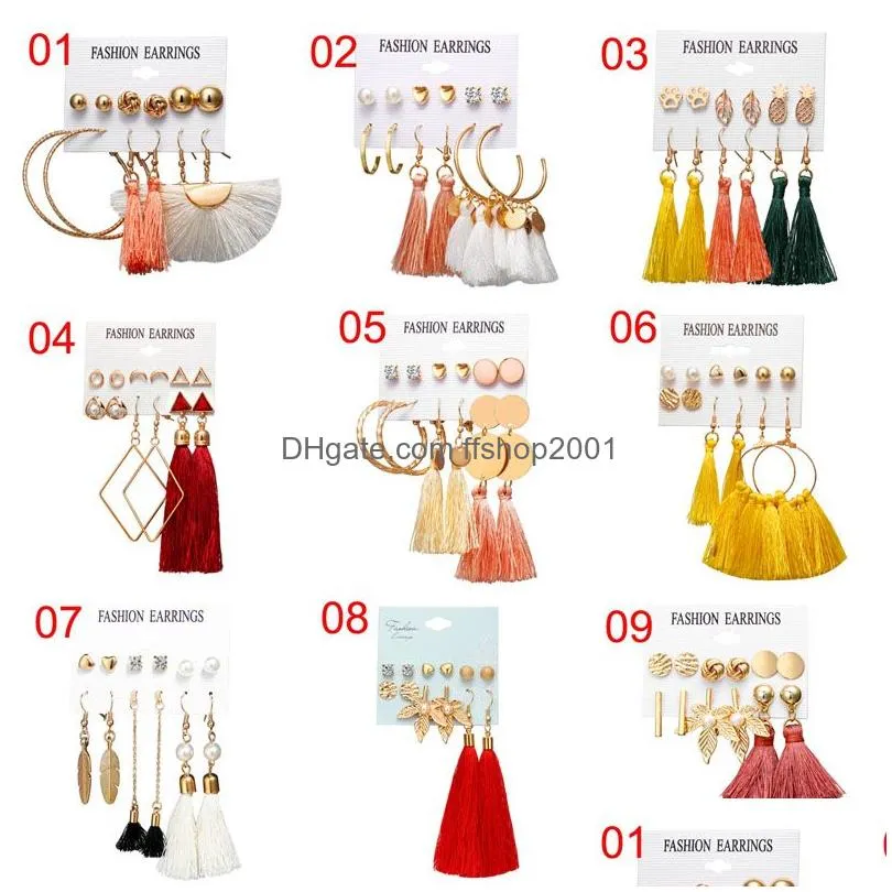 36 styles brincos female diy silver gold tassel earrings for women big geometric hoop earring set fashion jewelry