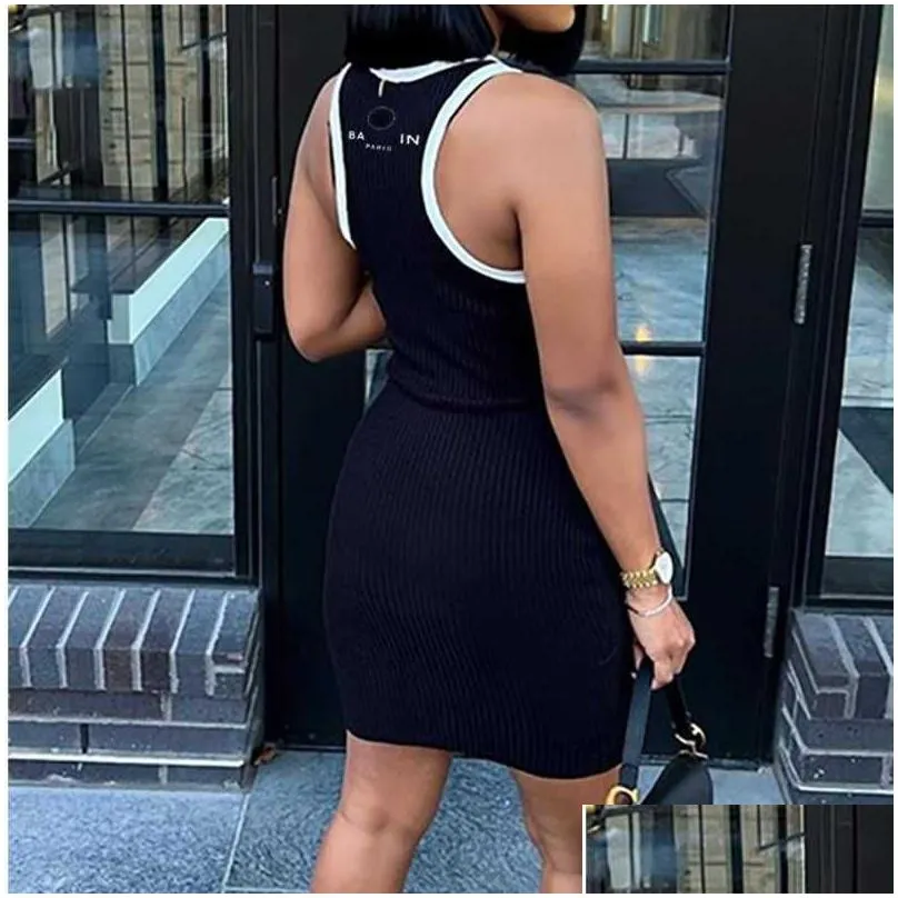 Summer Luxury Brand Designer Dress Fashion Letter Print Dress Slim Quick Dry Mini Skirt American Womens Clothing Plus Size 3xl 4xl