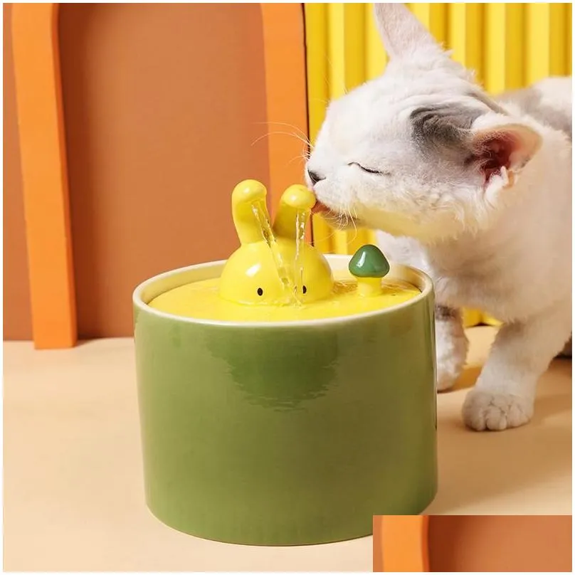 cat bowls feeders kimpets creative design automatic water fountain ceramics pet dispenser 5-layer filtration mute dogs drinking